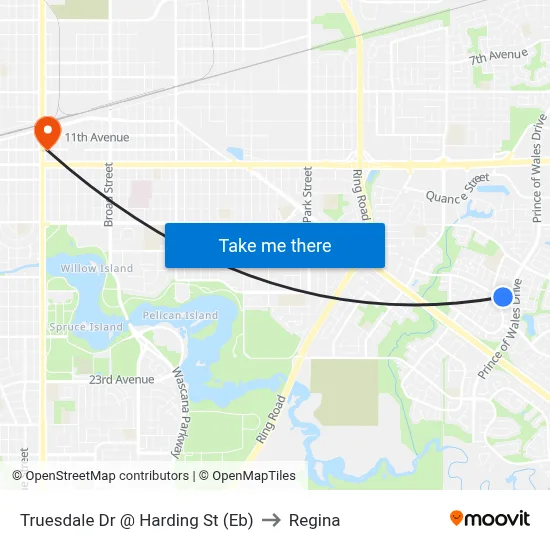 Truesdale Dr @ Harding St (Eb) to Regina map