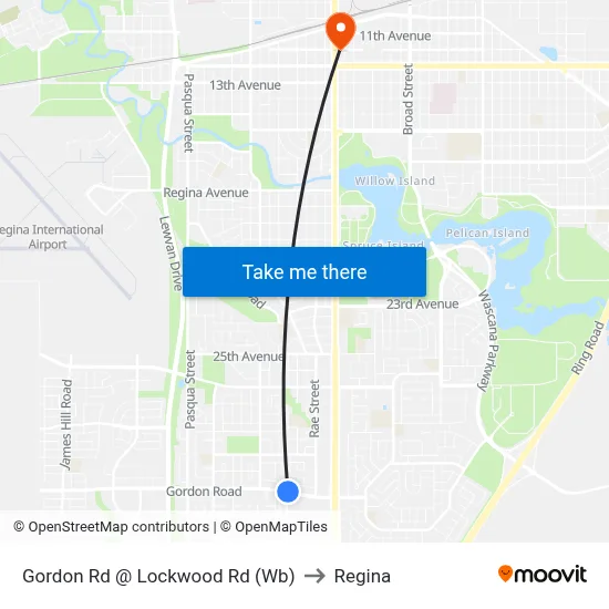 Gordon Rd @ Lockwood Rd (Wb) to Regina map