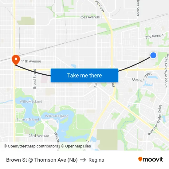 Brown St @ Thomson Ave (Nb) to Regina map