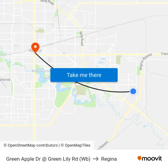 Green Apple Dr @ Green Lily Rd (Wb) to Regina map