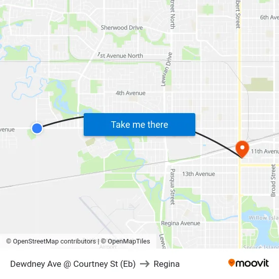 Dewdney Ave @ Courtney St (Eb) to Regina map