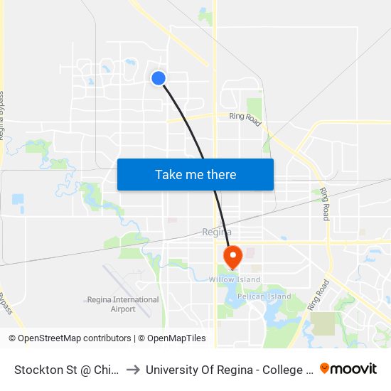 Stockton St @ Child Ave (Nb) to University Of Regina - College Avenue Campus map