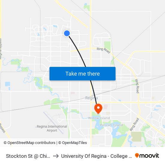 Stockton St @ Child Ave (Sb) to University Of Regina - College Avenue Campus map