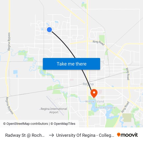 Radway St @ Rochdale Blvd (Nb) to University Of Regina - College Avenue Campus map