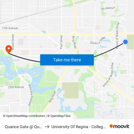 Quance Gate @ Quance St (Nb) to University Of Regina - College Avenue Campus map