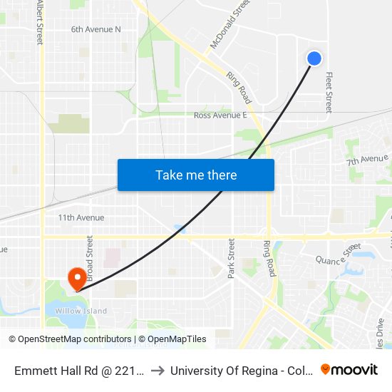 Emmett Hall Rd @ 2215 Emmett Hall (Eb) to University Of Regina - College Avenue Campus map