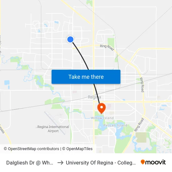 Dalgliesh Dr @ Wheeler Cr (Nb) to University Of Regina - College Avenue Campus map
