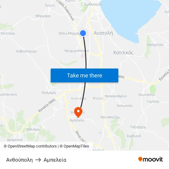 Ανθούπολη to Αμπελεία map