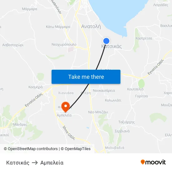 Κατσικάς to Αμπελεία map