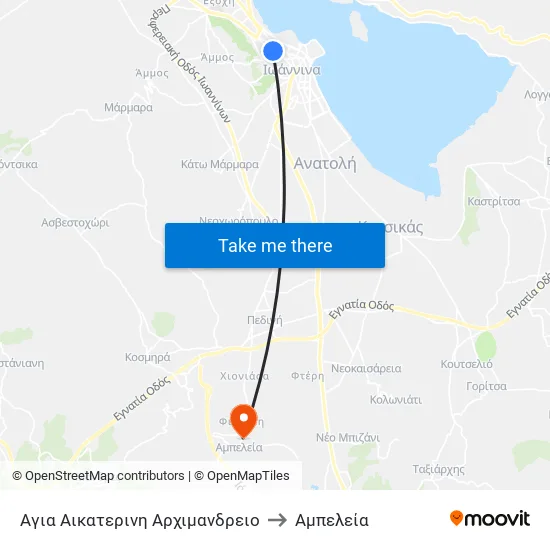 Αγία Αικατερίνη - Αρχιμανδρείο to Αμπελεία map