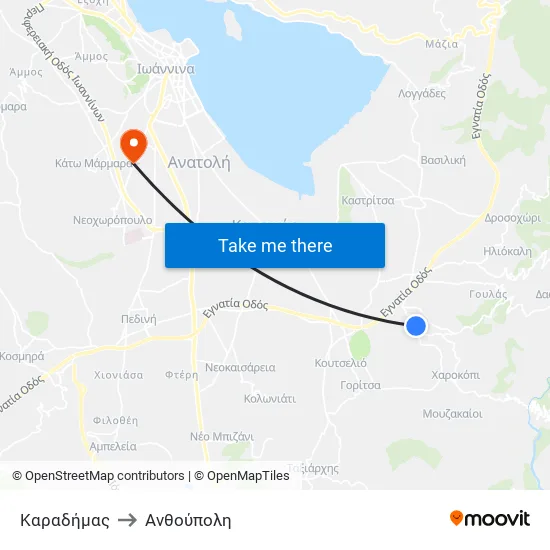 Καραδήμας to Ανθούπολη map