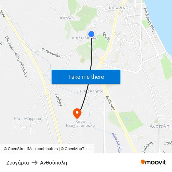 Ζευγάρια to Ανθούπολη map
