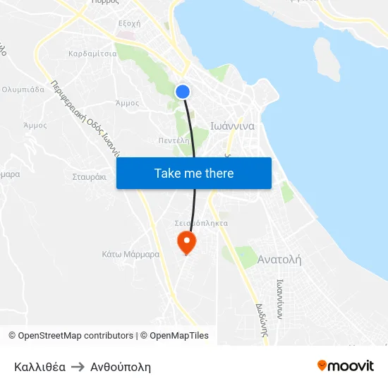 Καλλιθέα to Ανθούπολη map