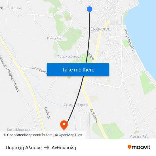 Περιοχή Άλσους to Ανθούπολη map
