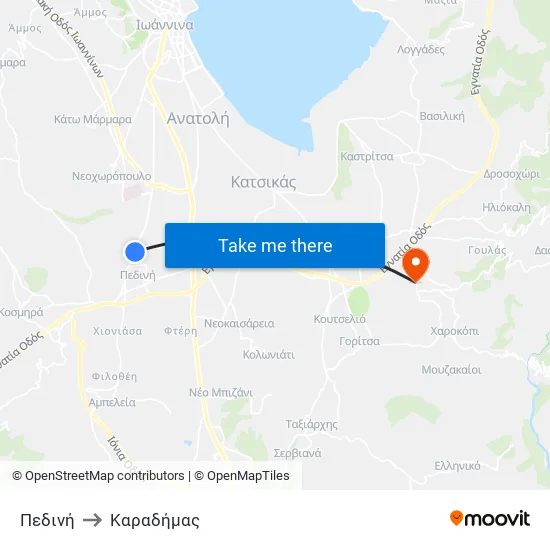 Πεδινή to Καραδήμας map