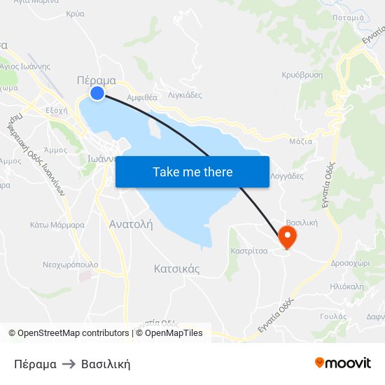 Πέραμα to Βασιλική map