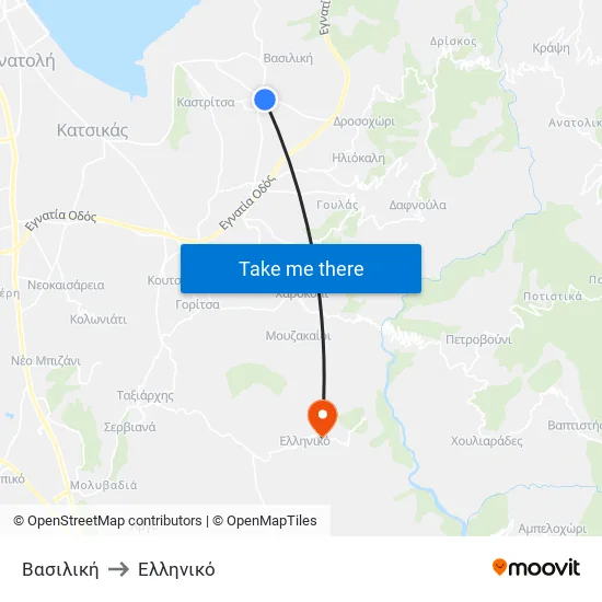 Βασιλική to Ελληνικό map
