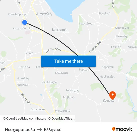 Νεοχωρόπουλο to Ελληνικό map