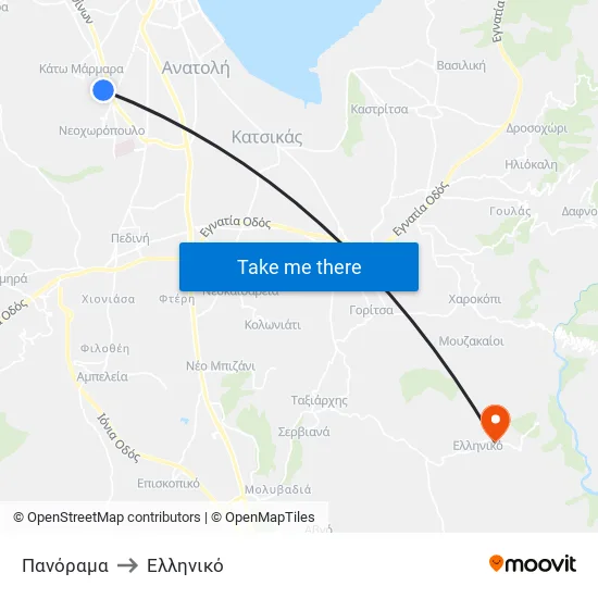 Πανόραμα to Ελληνικό map