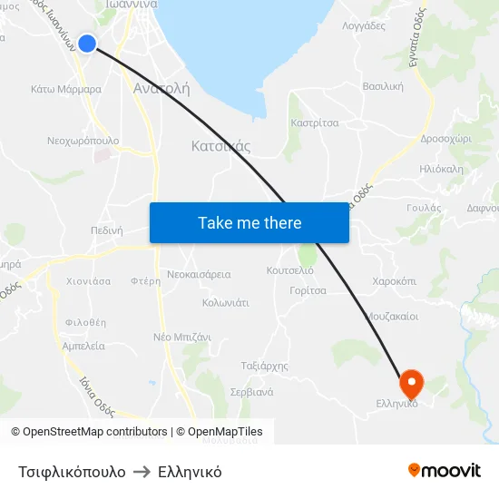 Τσιφλικόπουλο to Ελληνικό map