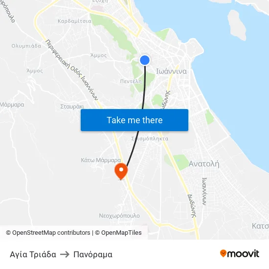 Αγία Τριάδα to Πανόραμα map