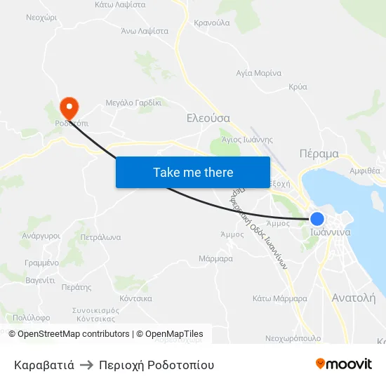Καραβατιά to Περιοχή Ροδοτοπίου map