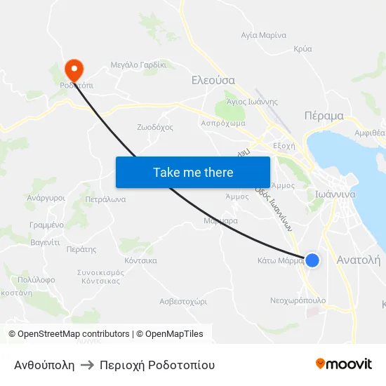 Ανθούπολη to Περιοχή Ροδοτοπίου map