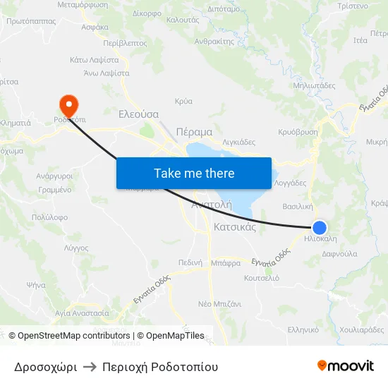 Δροσοχώρι to Περιοχή Ροδοτοπίου map