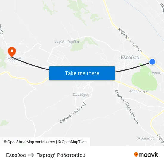 Ελεούσα to Περιοχή Ροδοτοπίου map