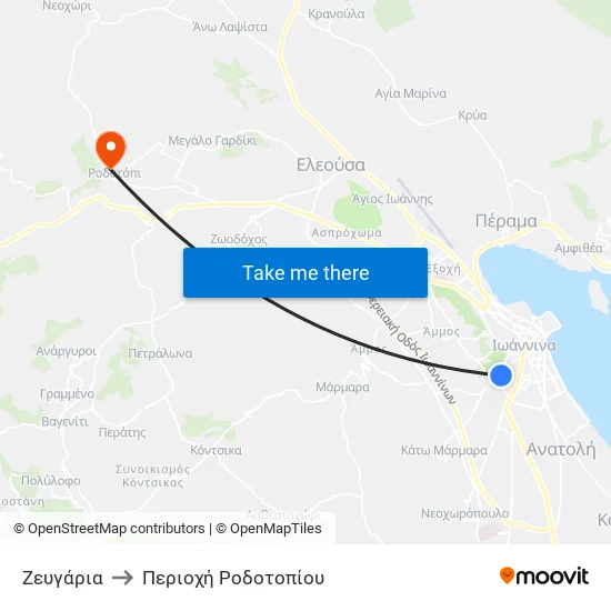 Ζευγάρια to Περιοχή Ροδοτοπίου map
