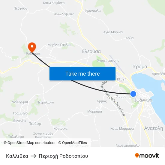 Καλλιθέα to Περιοχή Ροδοτοπίου map