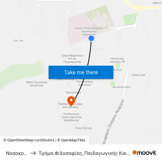 Douroutis University Hospital to Department of Philosophy, Pedagogy and Psychology map