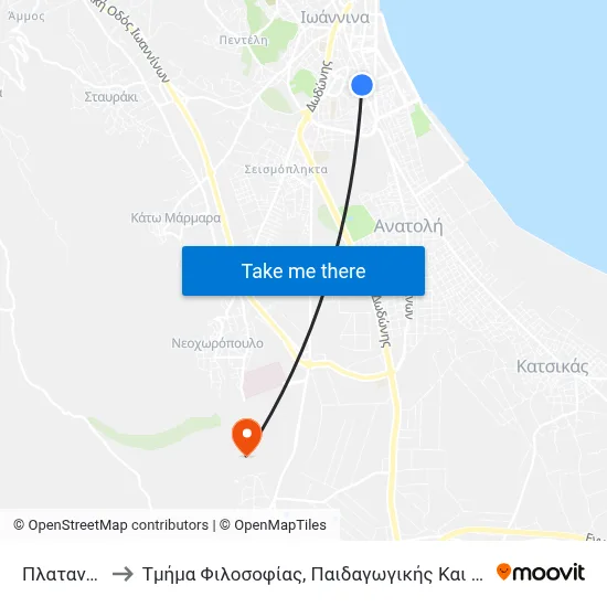 Platanakia to Department of Philosophy, Pedagogy and Psychology map