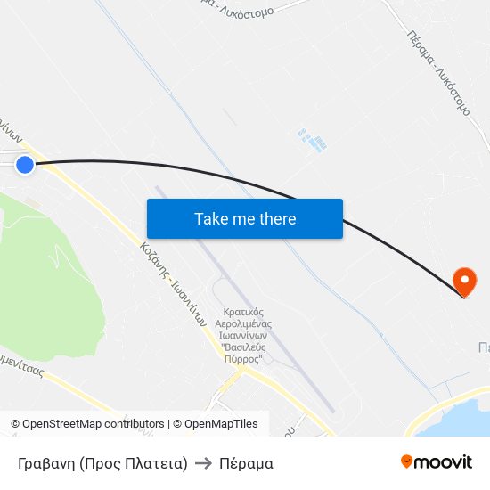 Γραβάνη to Πέραμα map