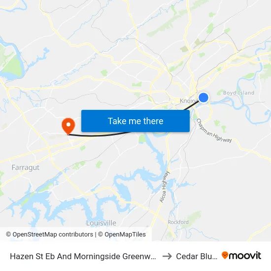 Hazen St Eb And Morningside Greenway to Cedar Bluff map