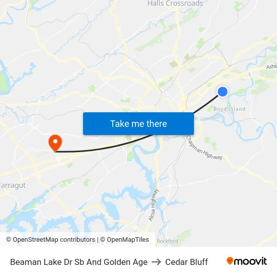 Beaman Lake Dr Sb And Golden Age to Cedar Bluff map