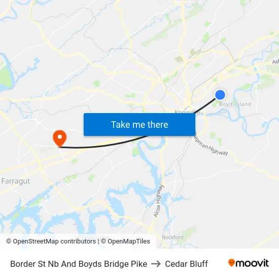 Border St Nb And Boyds Bridge Pike to Cedar Bluff map