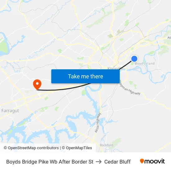 Boyds Bridge Pike Wb After Border St to Cedar Bluff map