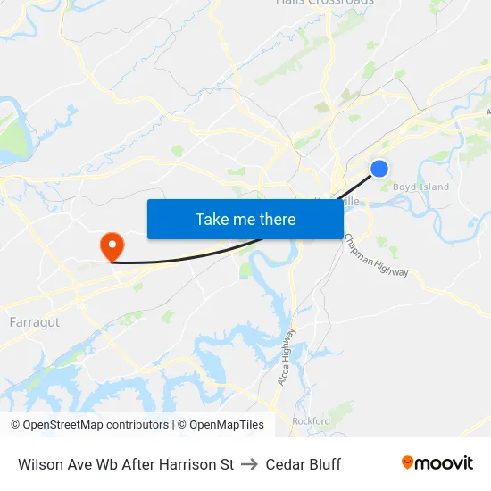 Wilson Ave Wb After Harrison St to Cedar Bluff map