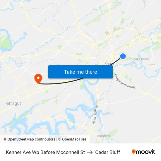 Kenner Ave Wb Before Mcconnell St to Cedar Bluff map