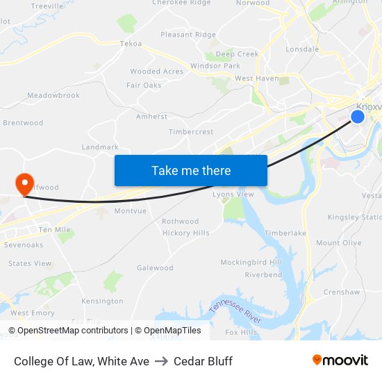 College Of Law, White Ave to Cedar Bluff map