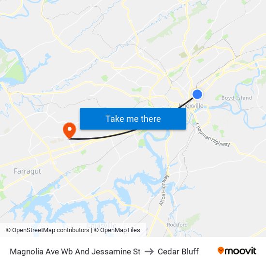 Magnolia Ave Wb And Jessamine St to Cedar Bluff map