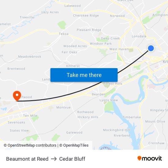 Beaumont at Reed to Cedar Bluff map