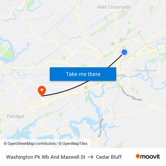 Washington Pk Wb And Maxwell St to Cedar Bluff map
