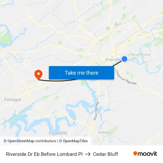 Riverside Dr Eb Before Lombard Pl to Cedar Bluff map