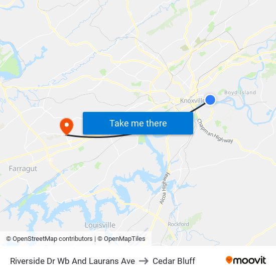 Riverside Dr Wb And Laurans Ave to Cedar Bluff map