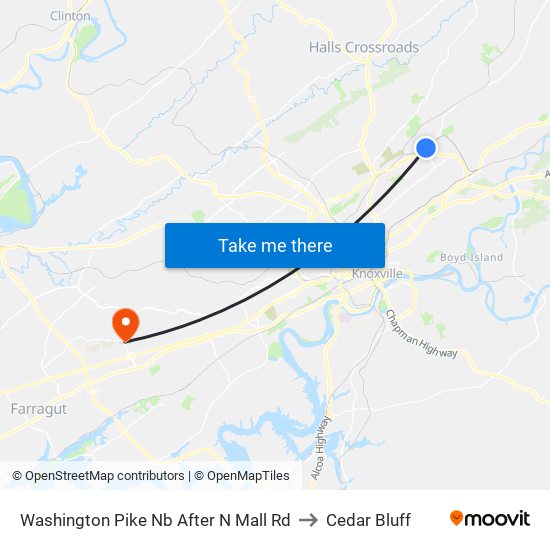 Washington Pike Nb After N Mall Rd to Cedar Bluff map