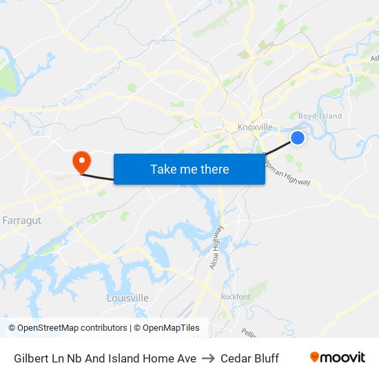 Gilbert Ln Nb And Island Home Ave to Cedar Bluff map