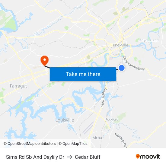 Sims Rd Sb And Daylily Dr to Cedar Bluff map