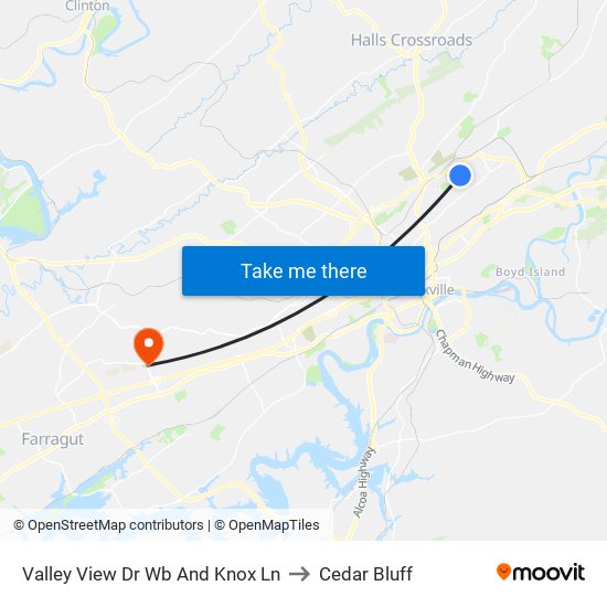 Valley View Dr Wb And Knox Ln to Cedar Bluff map